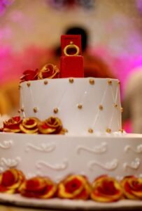 A two layers engagement cake captured by Kumar Movies & Photography