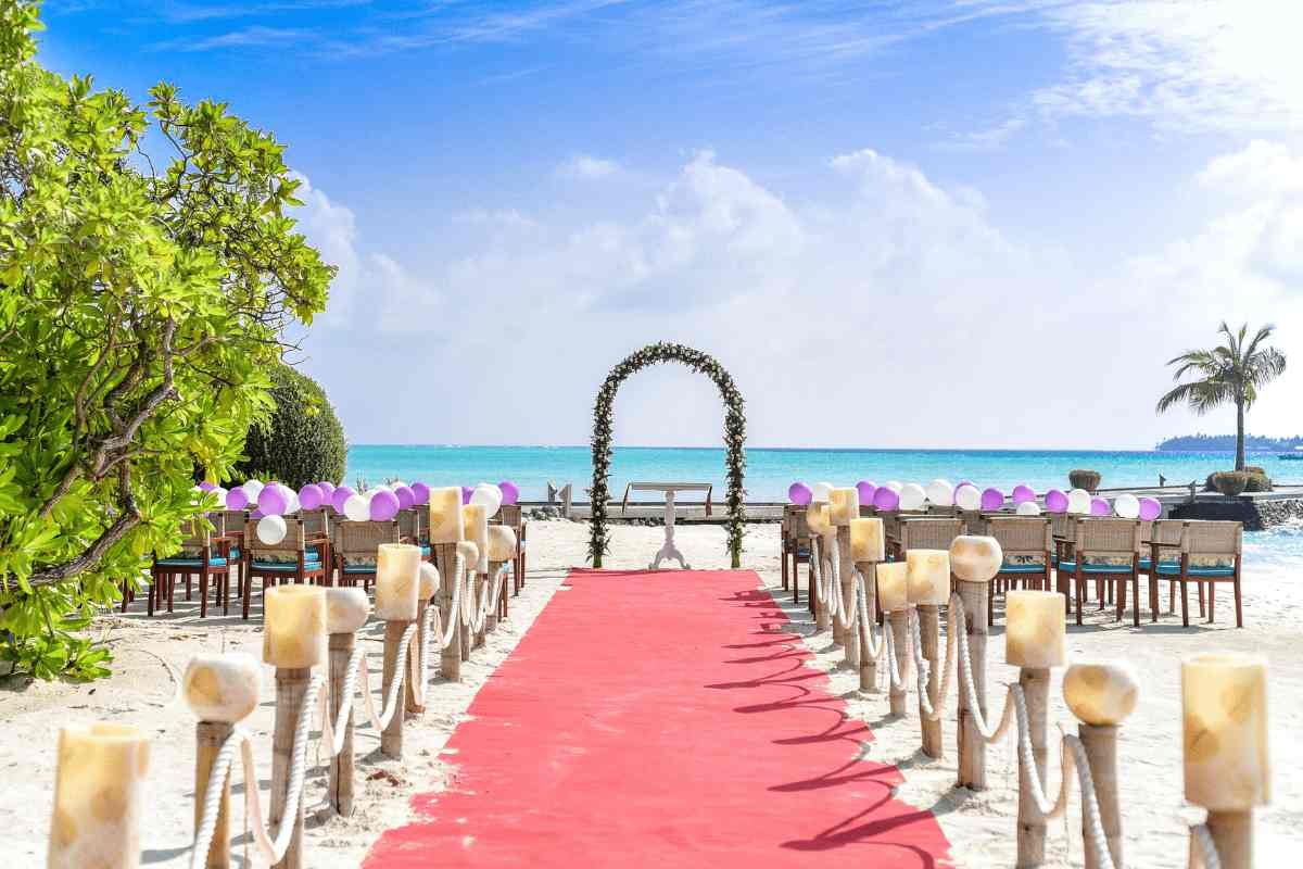A view of a memorable destination wedding on a beach